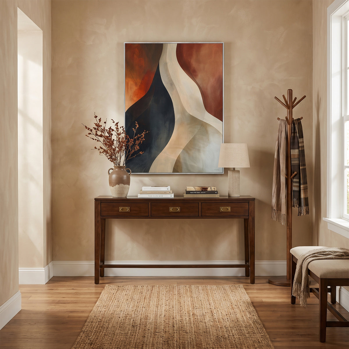 Abstract Framed Canvas Wall Art – Rust Divide
