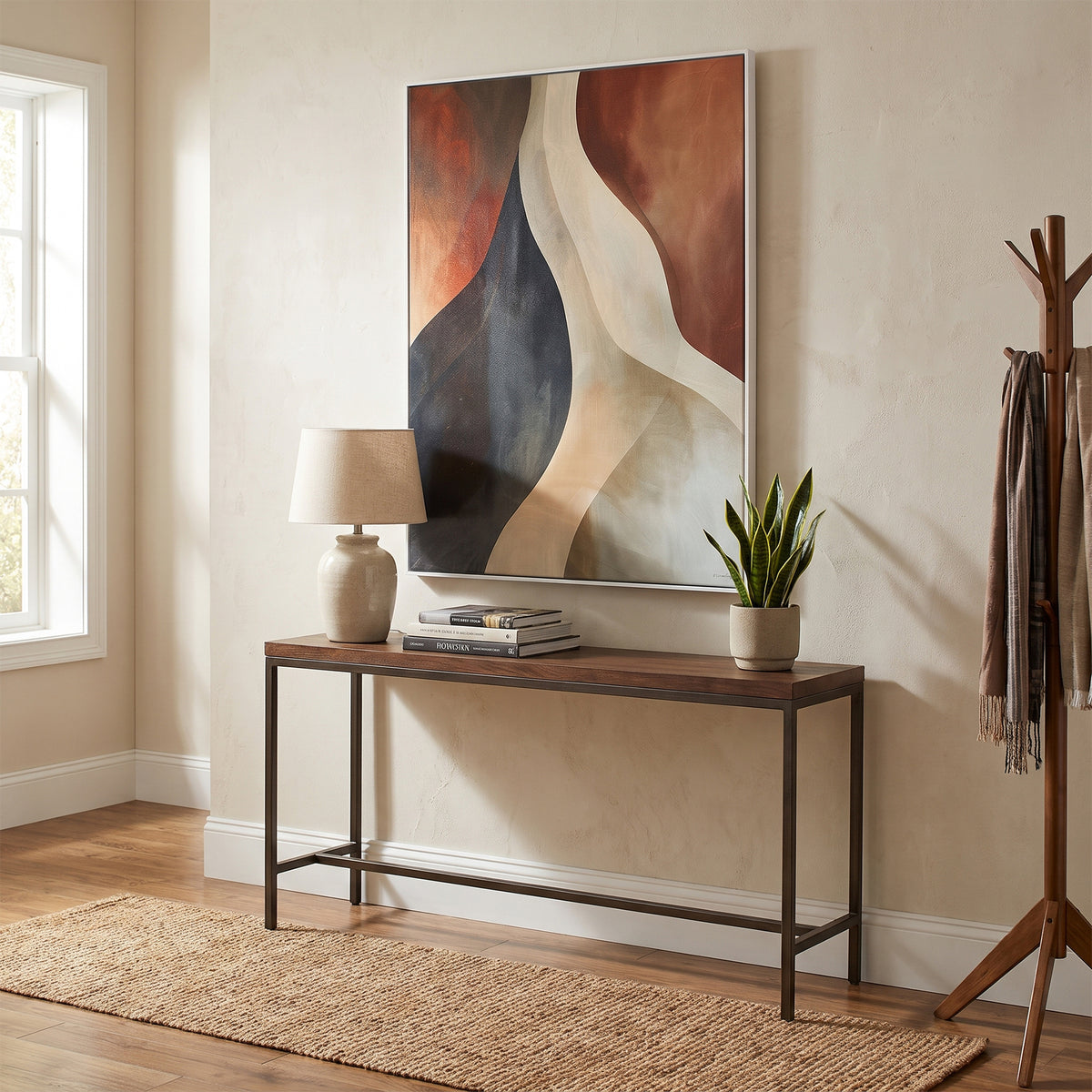 Abstract Framed Canvas Wall Art – Rust Divide