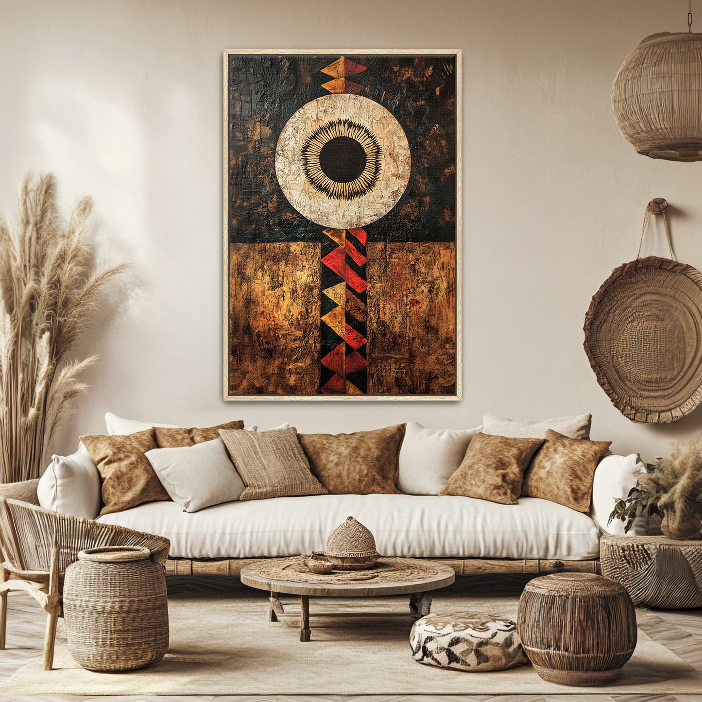 African Abstract Art Framed Canvas Print - "Terra Aether"