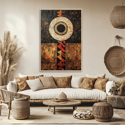 African Abstract Art Framed Canvas Print - "Terra Aether"