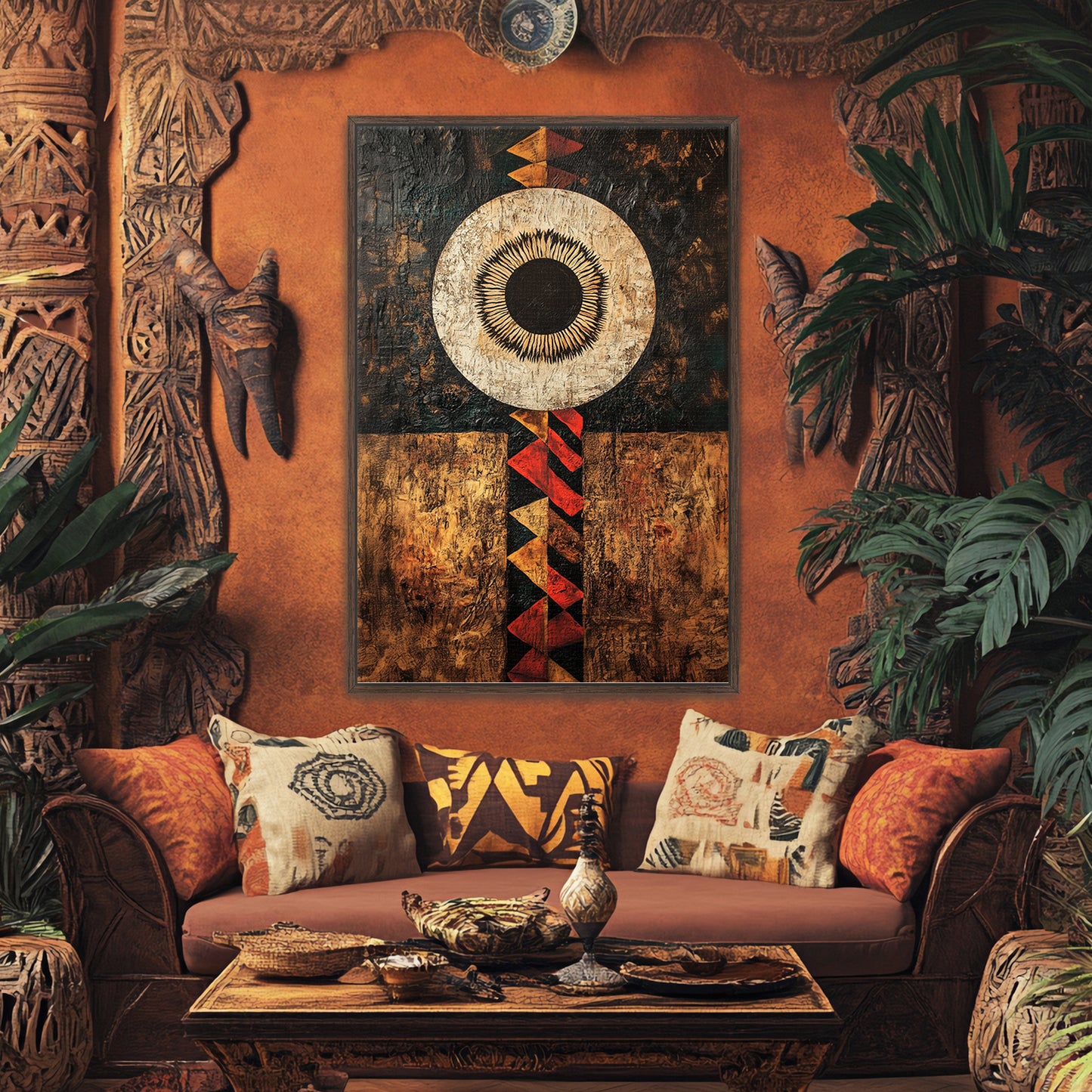 African Abstract Art Framed Canvas Print - "Terra Aether"