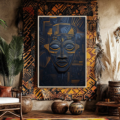 African Abstract Art Framed Canvas Print - "Echoes of Ancestry"