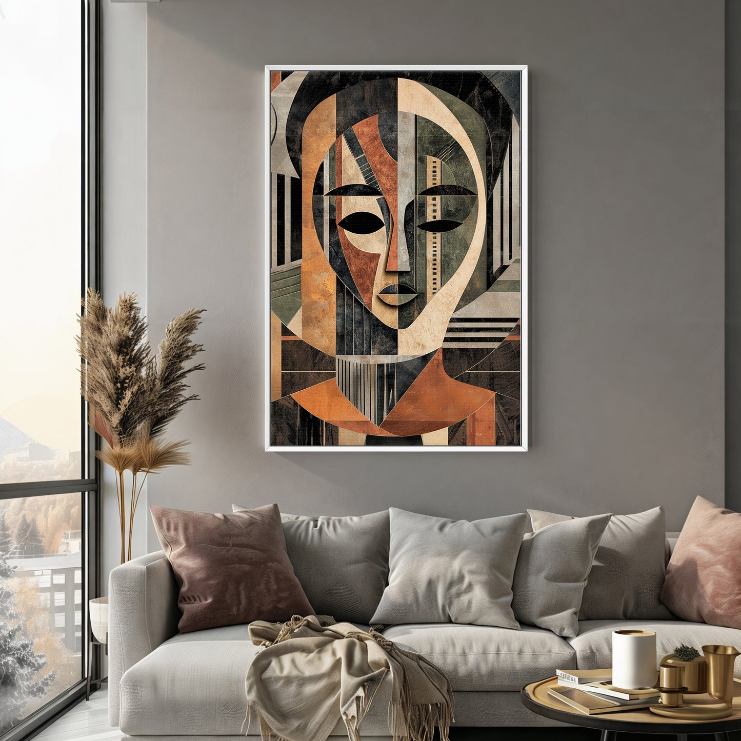 Abstract Face Framed Canvas Wall Art – "Faces of Heritage"
