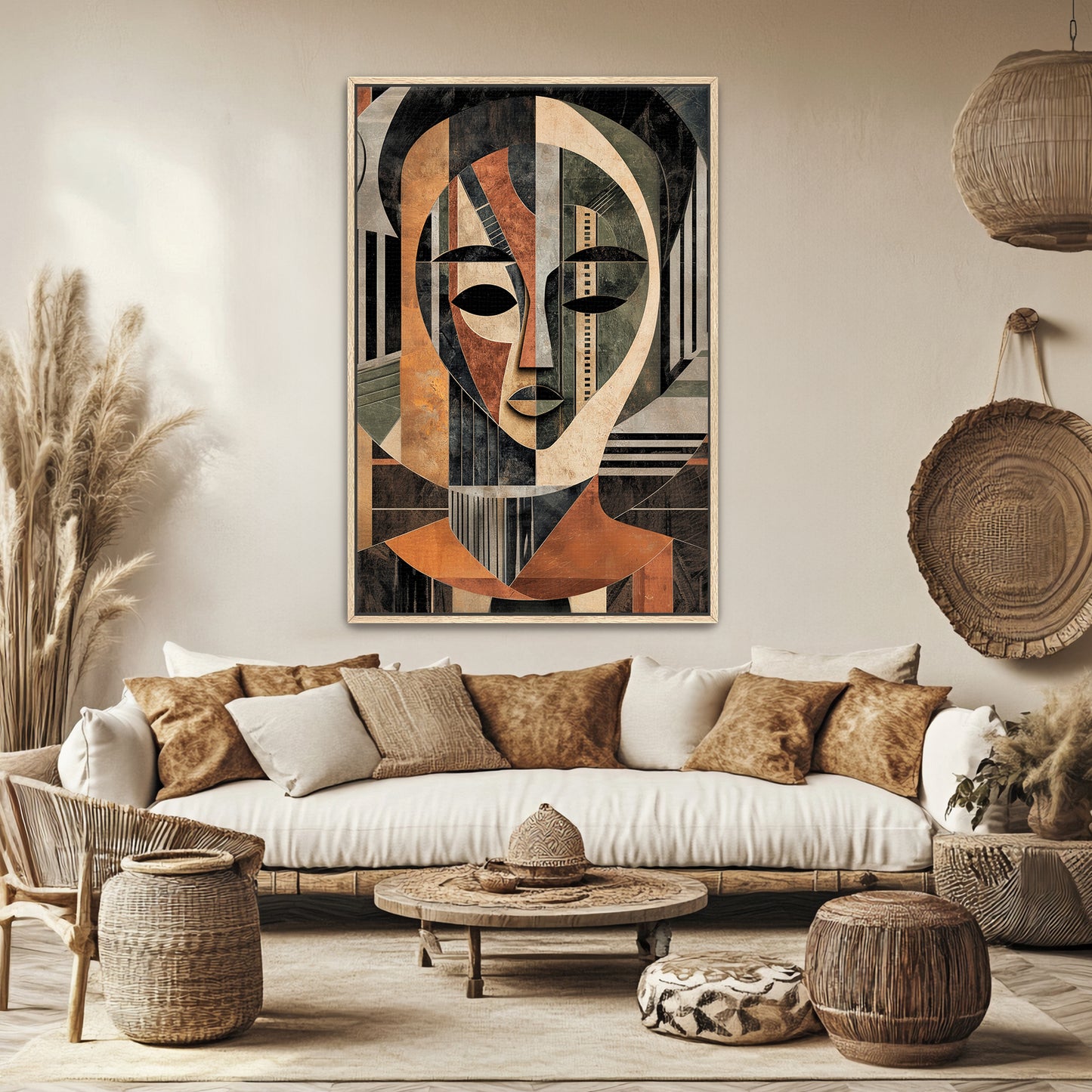 Abstract Face Framed Canvas Wall Art – "Faces of Heritage"