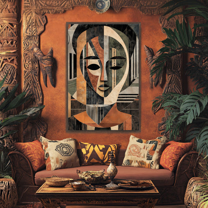 Abstract Face Framed Canvas Wall Art – "Faces of Heritage"