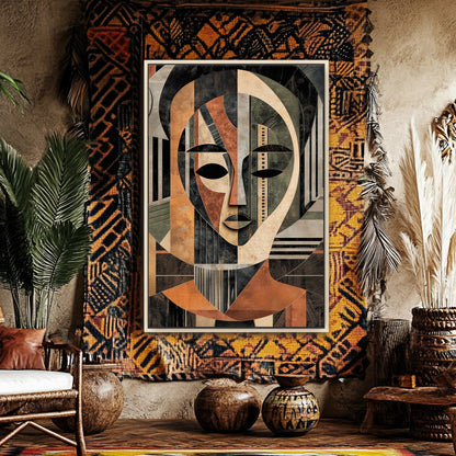 Abstract Face Framed Canvas Wall Art – "Faces of Heritage"