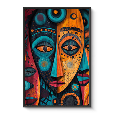 African Inspired Framed Canvas Wall Art – Echoes of the Ancestors