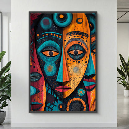 African Inspired Framed Canvas Wall Art – Echoes of the Ancestors