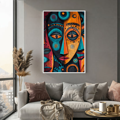 African Inspired Framed Canvas Wall Art – Echoes of the Ancestors