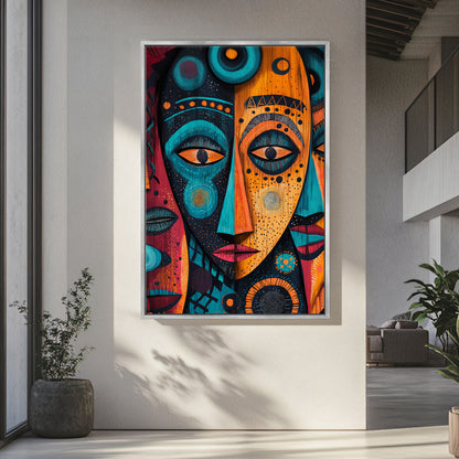 African Inspired Framed Canvas Wall Art – Echoes of the Ancestors