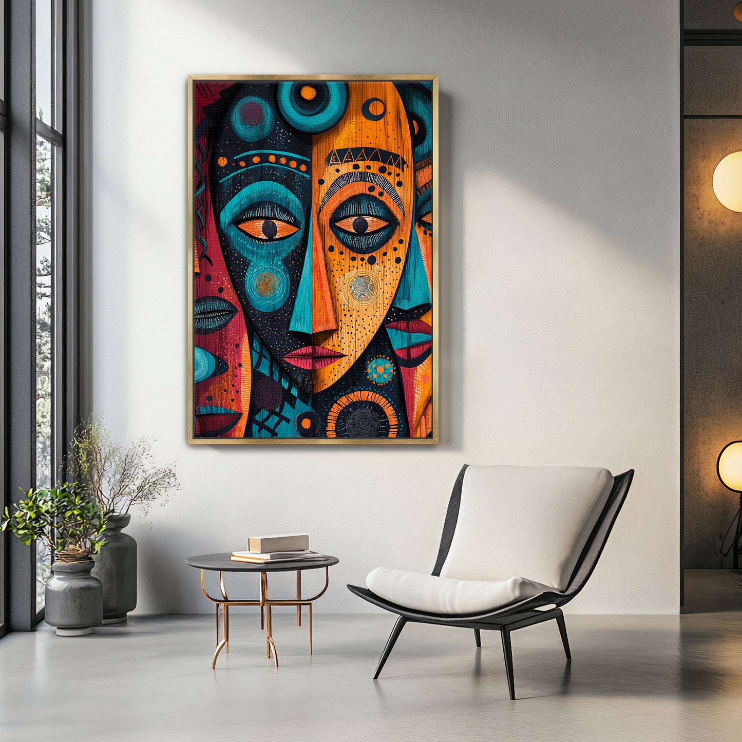 African Inspired Framed Canvas Wall Art – Echoes of the Ancestors