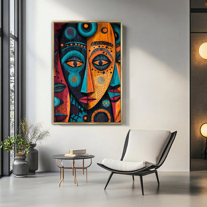 African Inspired Framed Canvas Wall Art – Echoes of the Ancestors