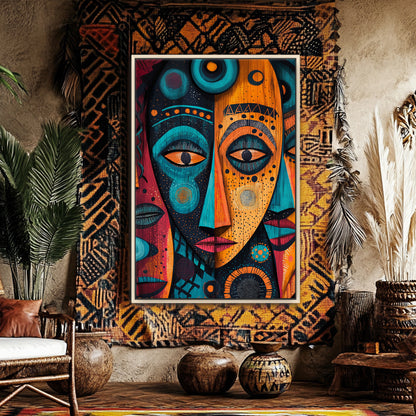 African Inspired Framed Canvas Wall Art – Echoes of the Ancestors