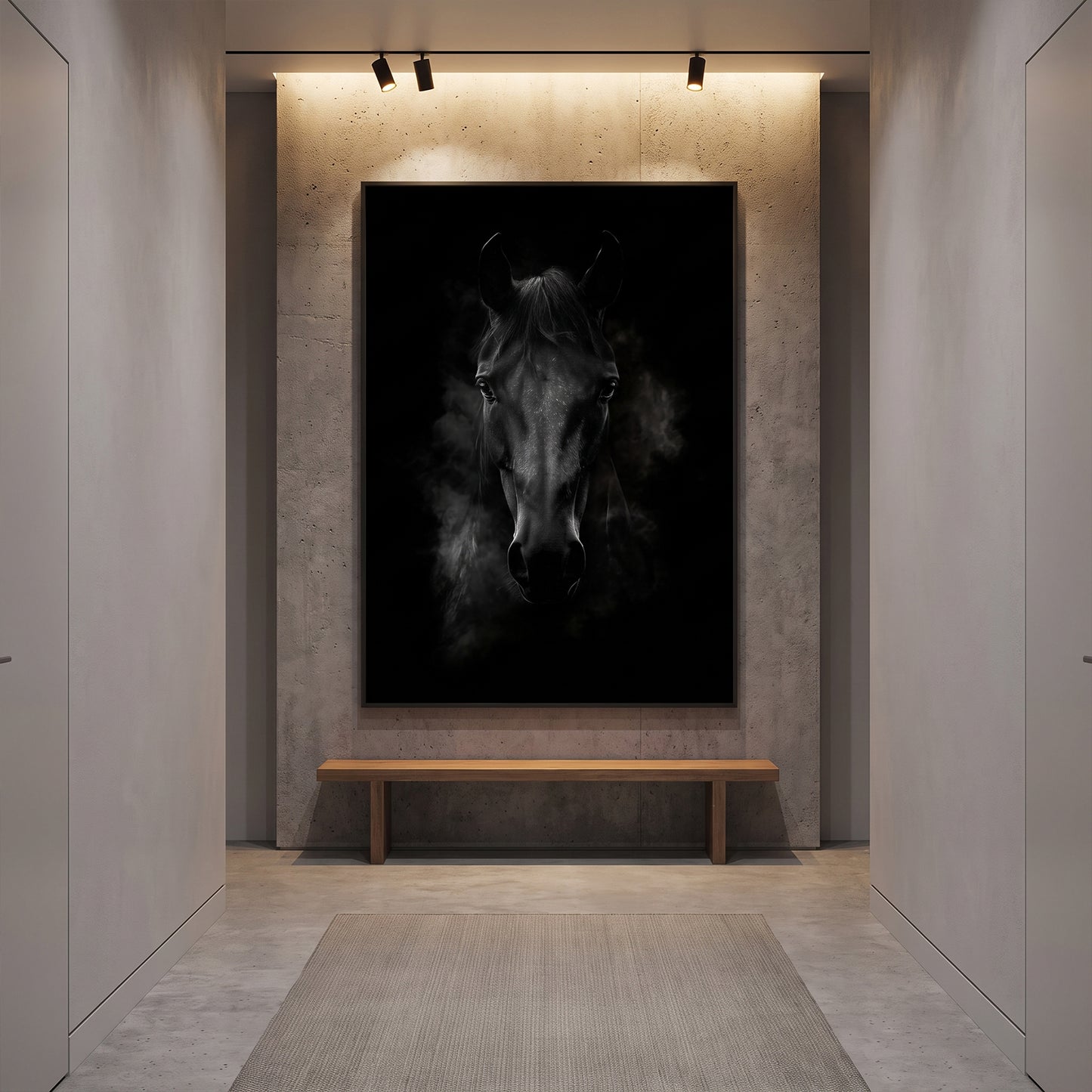 Horse Framed Canvas Wall Art – Dark Majesty