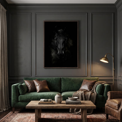Horse Framed Canvas Wall Art – Dark Majesty