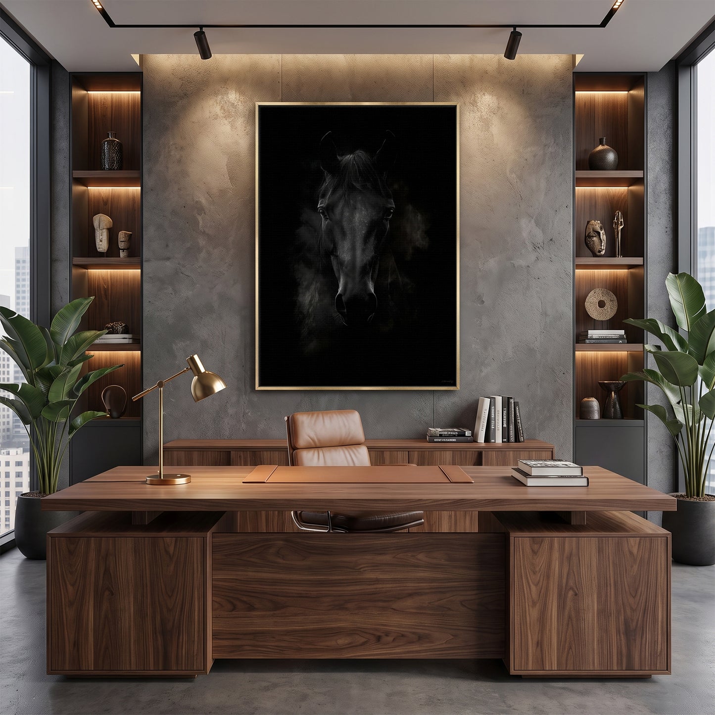 Horse Framed Canvas Wall Art – Dark Majesty