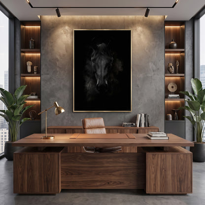 Horse Framed Canvas Wall Art – Dark Majesty