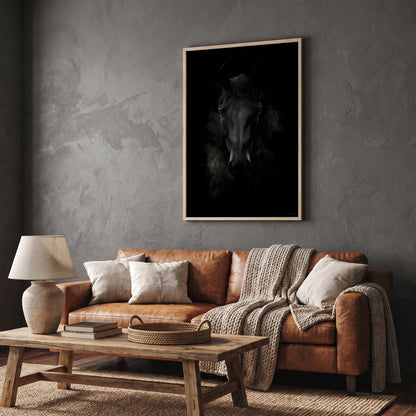 Horse Framed Canvas Wall Art – Dark Majesty