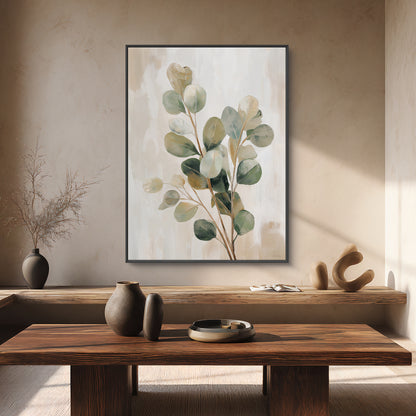 Botanical Framed Canvas Wall Art – Soft Eucalyptus