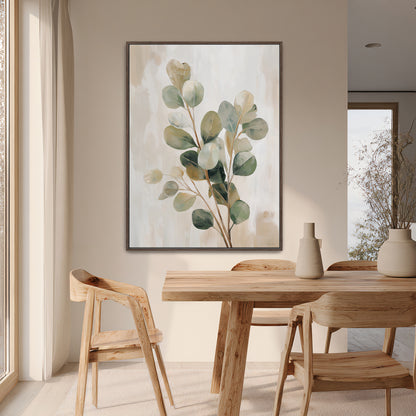 Botanical Framed Canvas Wall Art – Soft Eucalyptus