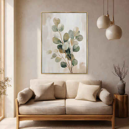 Botanical Framed Canvas Wall Art – Soft Eucalyptus