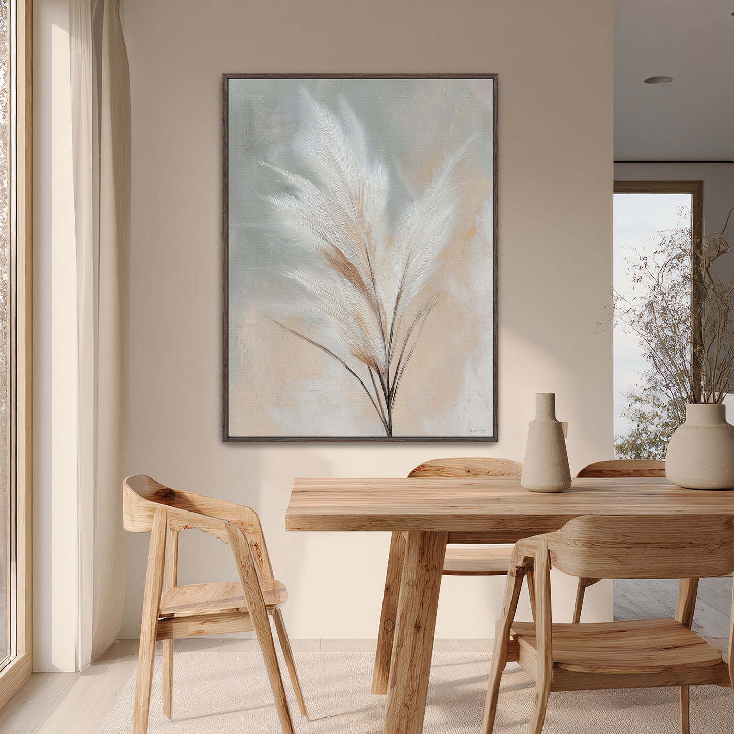 Botanical Framed Canvas Wall Art – Whispering Pampas