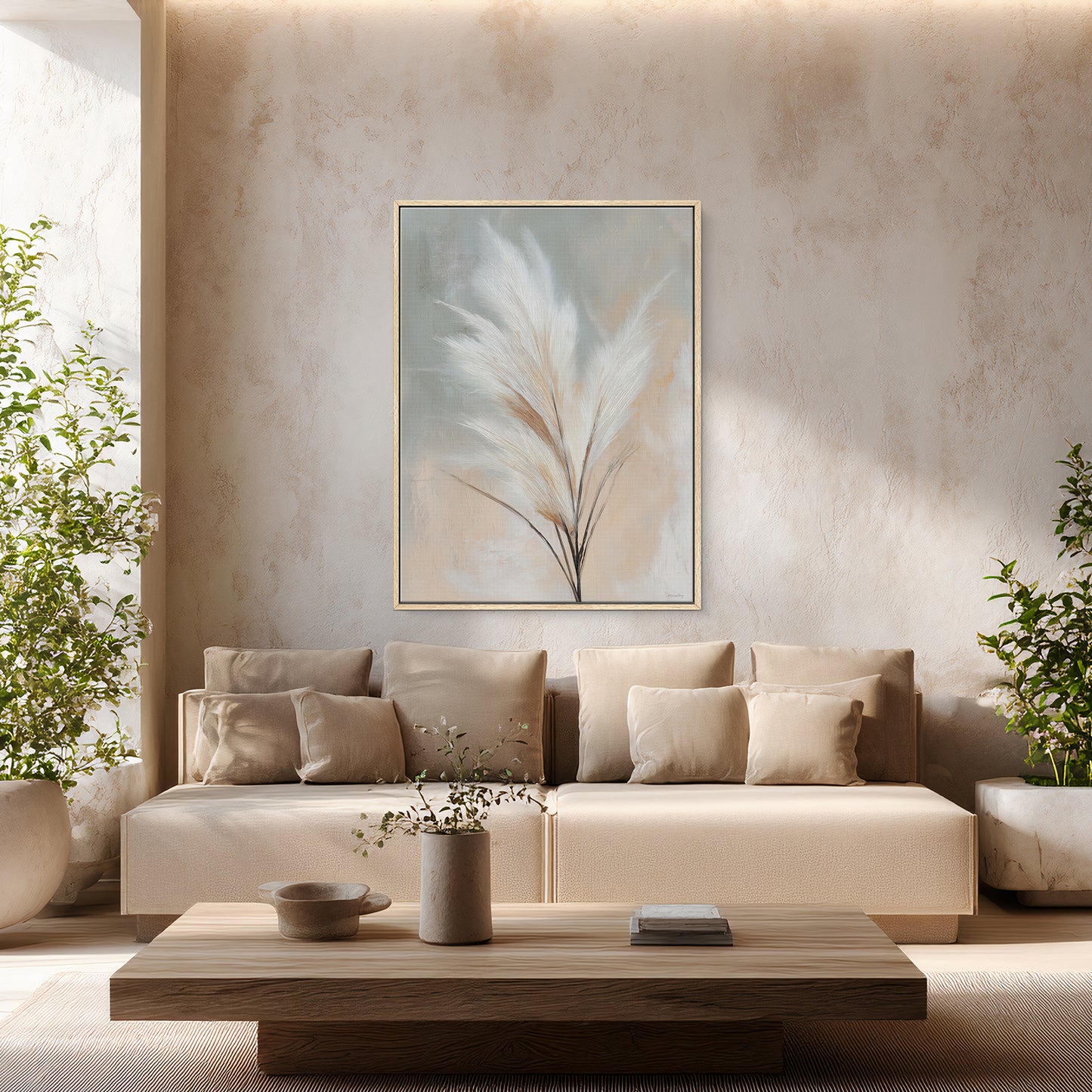 Botanical Framed Canvas Wall Art – Whispering Pampas