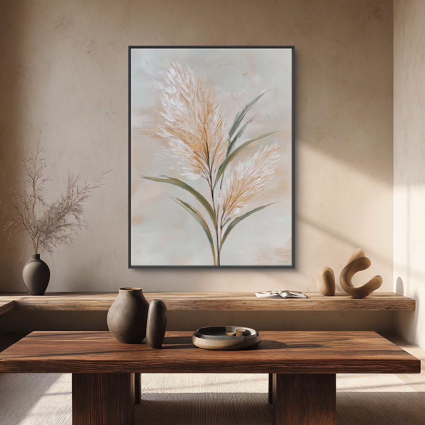 Botanical Framed Canvas Wall Art – Gentle Plume