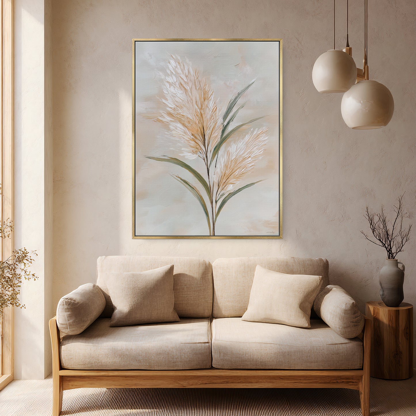 Botanical Framed Canvas Wall Art – Gentle Plume