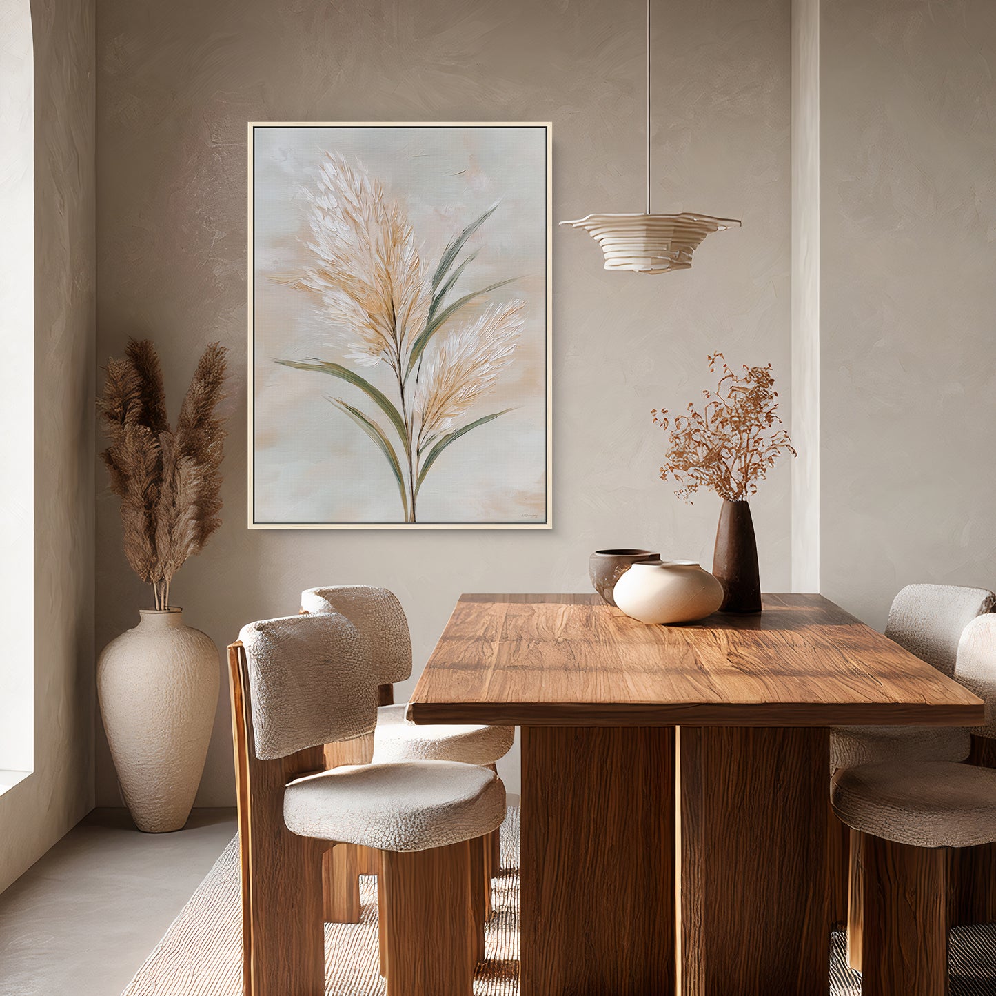 Botanical Framed Canvas Wall Art – Gentle Plume