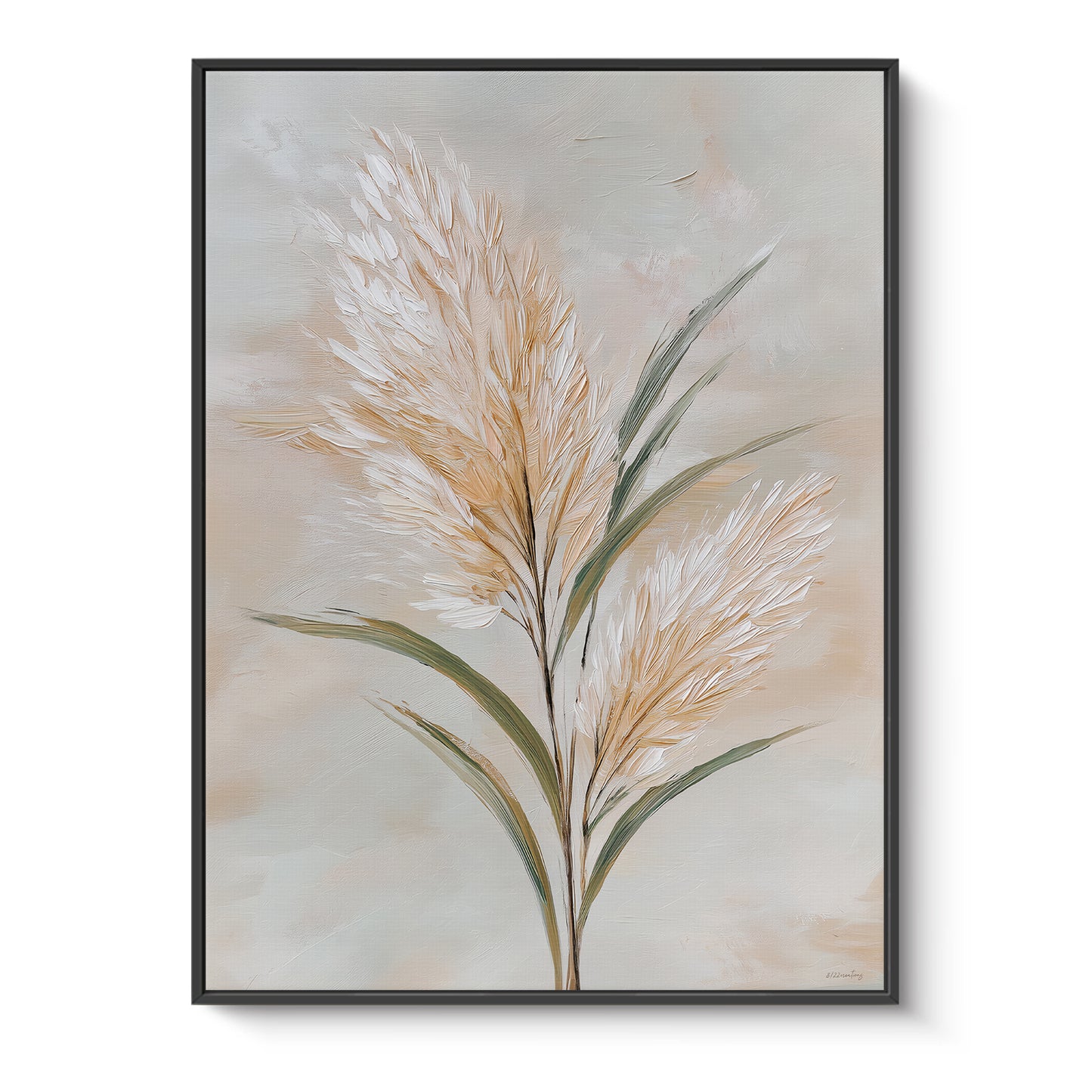 Botanical Framed Canvas Wall Art – Gentle Plume