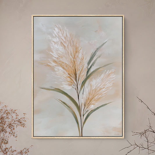 Botanical Framed Canvas Wall Art – Gentle Plume
