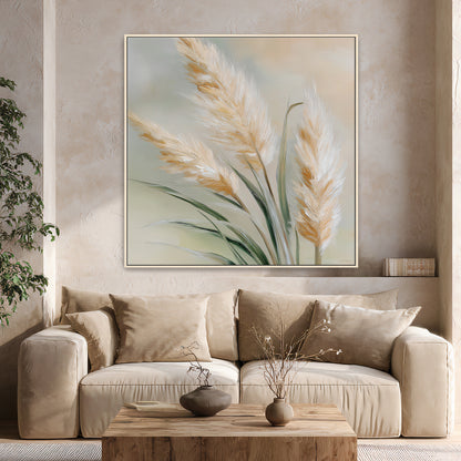Botanical Framed Canvas Wall Art – Sunlit Stems