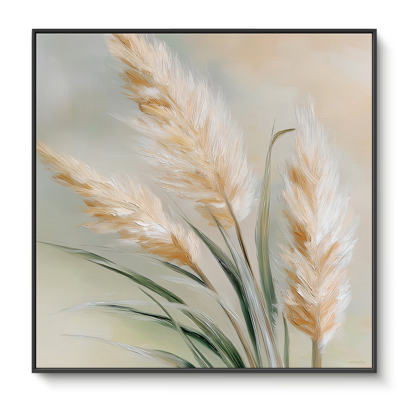 Botanical Framed Canvas Wall Art – Sunlit Stems