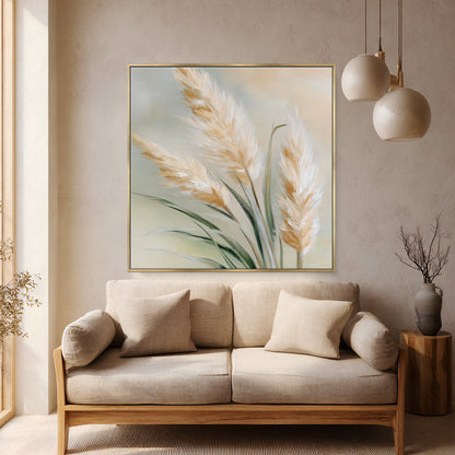 Botanical Framed Canvas Wall Art – Sunlit Stems