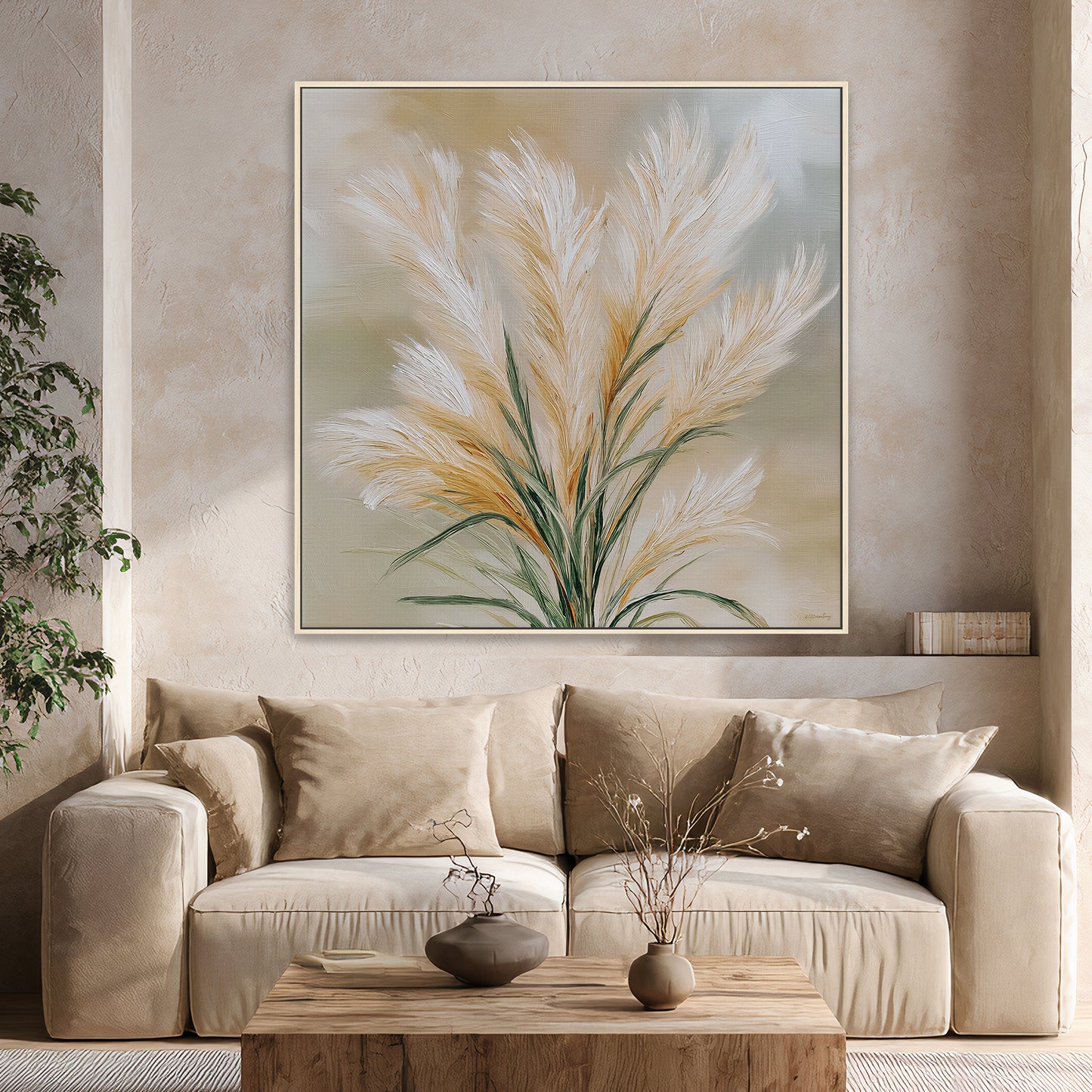 Botanical Framed Canvas Wall Art – Harvest Calm