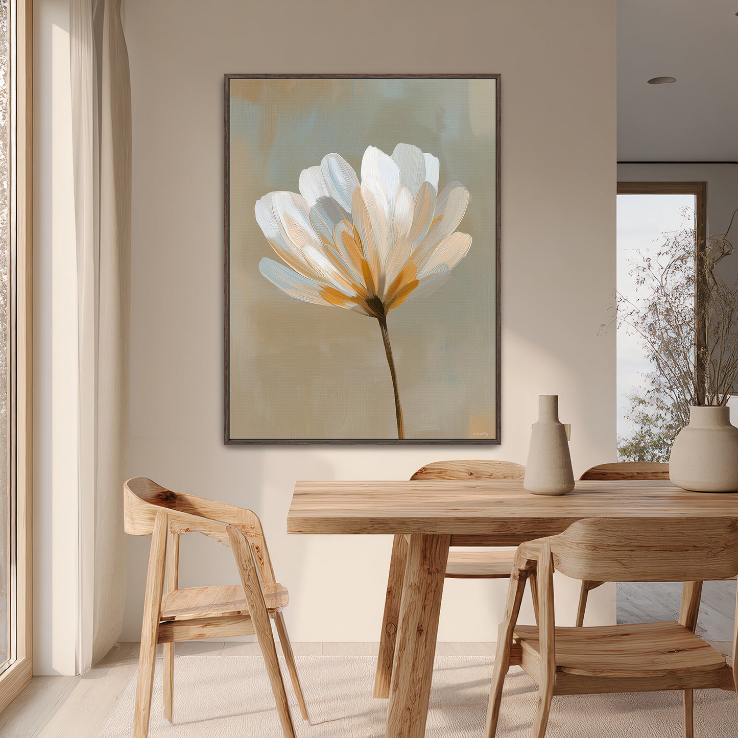 Floral Framed Canvas Wall Art – Quiet Bloom