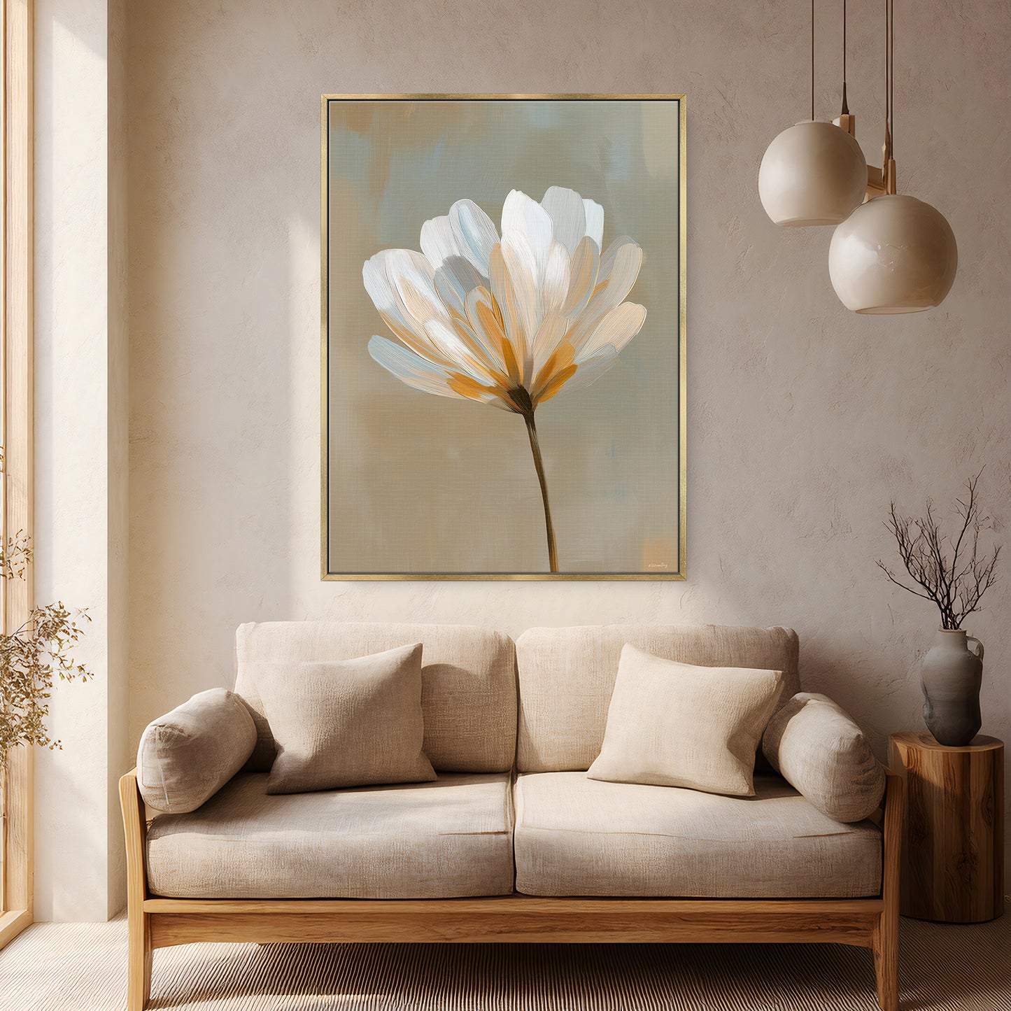 Floral Framed Canvas Wall Art – Quiet Bloom