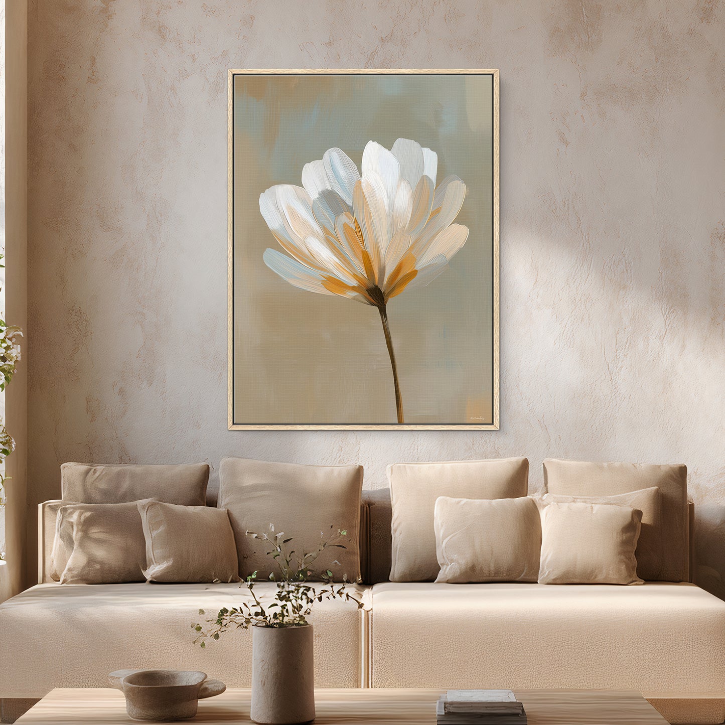 Floral Framed Canvas Wall Art – Quiet Bloom
