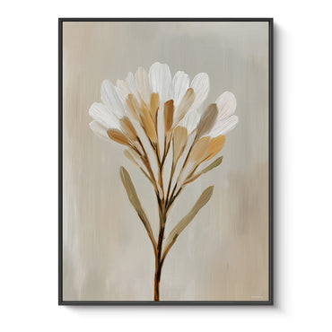 Minimalist Floral Framed Canvas Wall Art – Golden Whisper