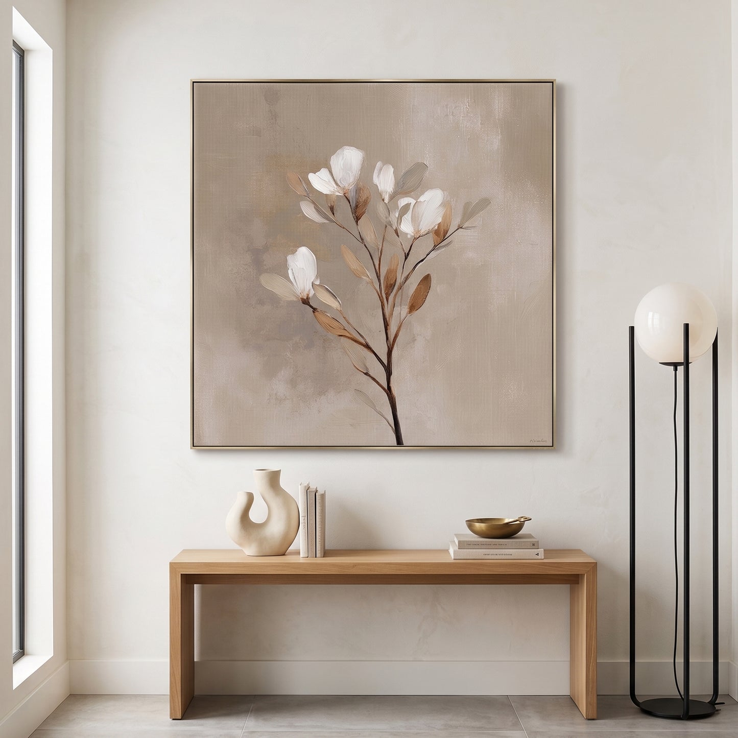 Botanical Framed Canvas Wall Art – Soft Bloom
