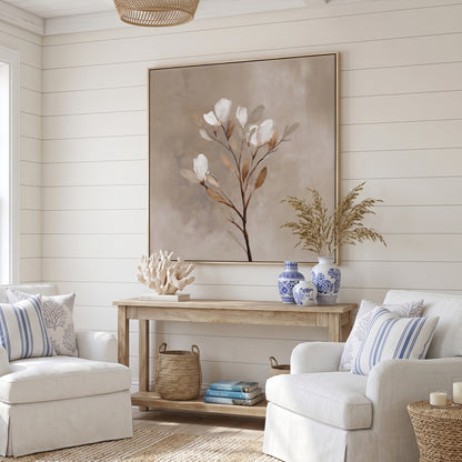 Botanical Framed Canvas Wall Art – Soft Bloom