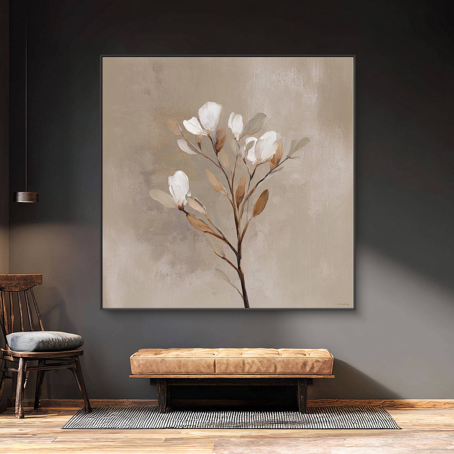 Botanical Framed Canvas Wall Art – Soft Bloom