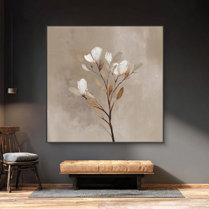 Botanical Framed Canvas Wall Art – Soft Bloom