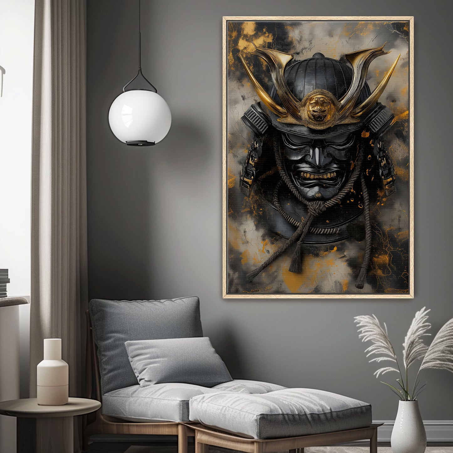 Asian Inspired Samurai Warrior Framed Canvas Print - "Kage"
