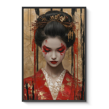 Asian Inspired Framed Canvas Print - "Painted Geisha"