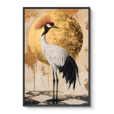 Asian Inspired Framed Canvas Print - "Celestial Crane"