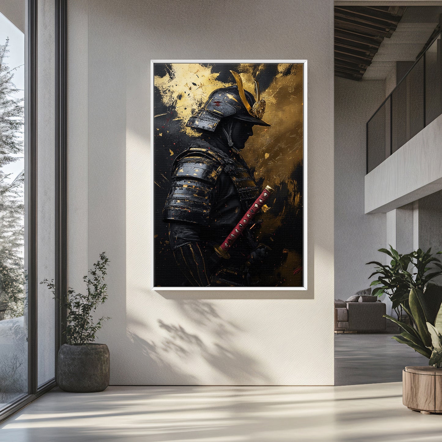 Asian Inspired Samurai Warrior Framed Canvas Print - "Silent Samurai"