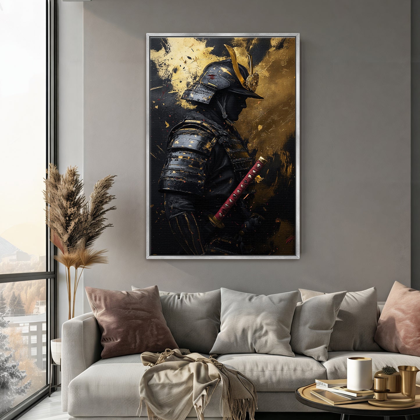 Asian Inspired Samurai Warrior Framed Canvas Print - "Silent Samurai"