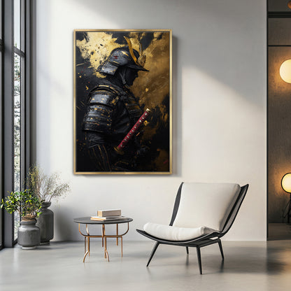 Asian Inspired Samurai Warrior Framed Canvas Print - "Silent Samurai"